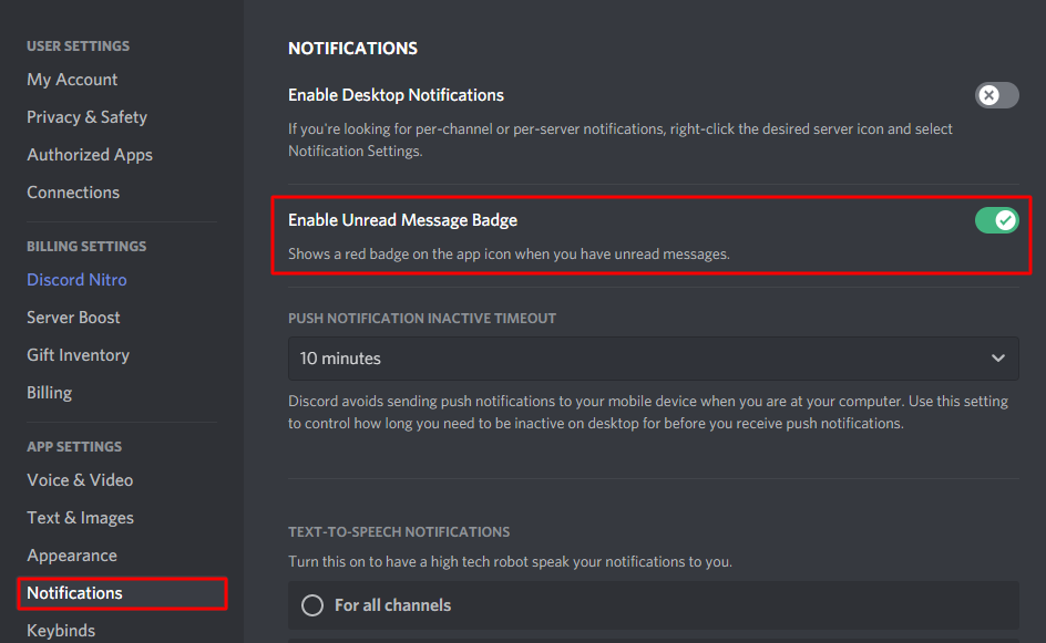 Disable discord notification