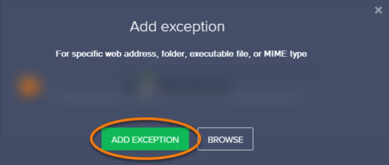 Avast Add Exception