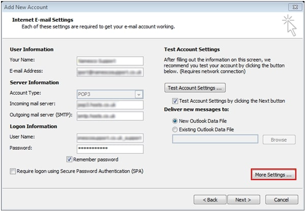 SMTP & POP Port Number Settings and Reconfigure SSL Encryption for Outlook 2010, 2013, 2016