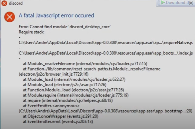 Discord Fatal Javascript error