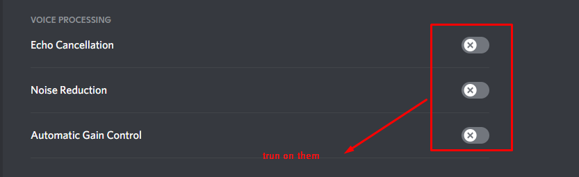 Voice setting on discord