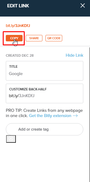 share url in bitly