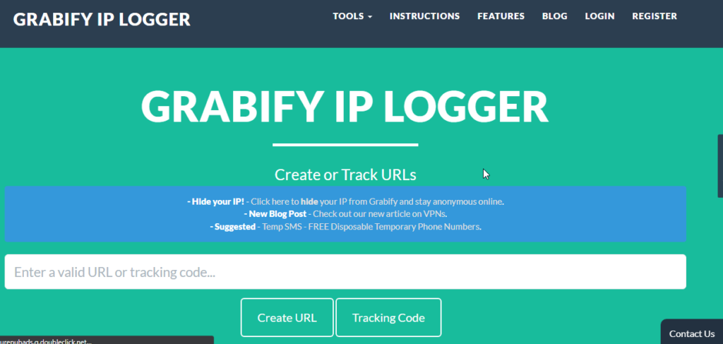 Grabify homepage to find ip address of user in omegle