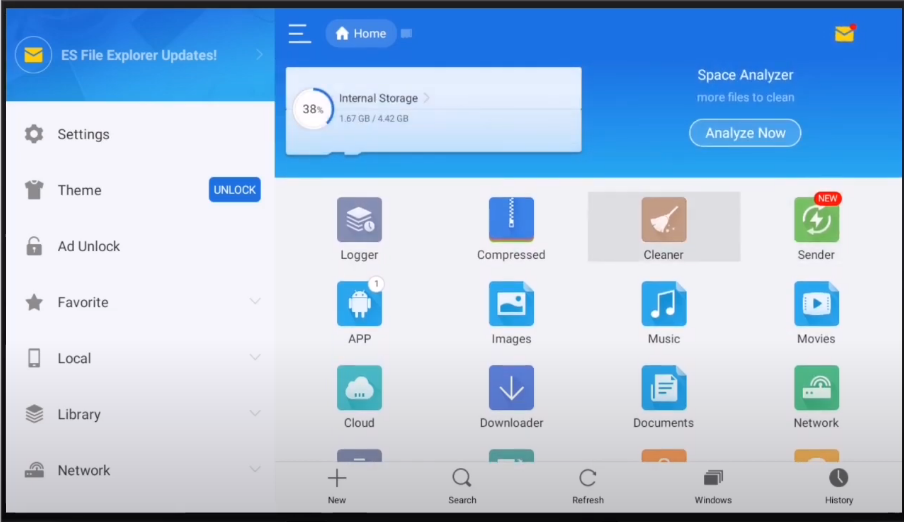 install Es File explorer in Samsung Smart Tv