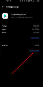 cache clear in playstore