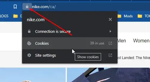 clear cookies to fix nike error code 93C3351C