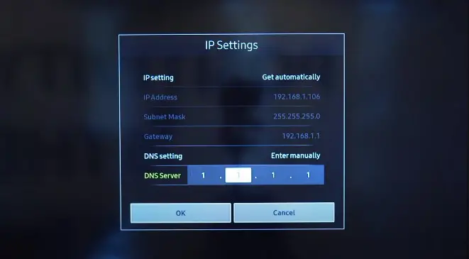 dns settings in samsung tv to fix wifi not connecting in samsung tv