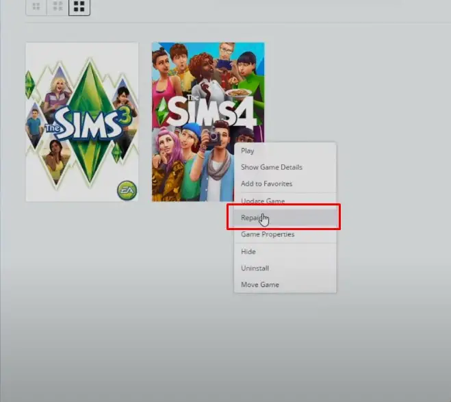 repair game files in sims 4 to fix Sims 4 Error Code 0 